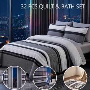 Ensemble de literie imprimée 32 pièces « Room in a Bag » pour toutes les saisons, avec accessoires de bain et rideaux, solution tout-en-un, disponible depuis notre entrepôt local aux États-Unis - Product Image 1