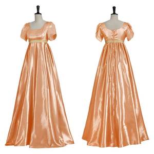Robe de bal vintage en satin d'automne du XIXe siècle, taille empire, de la marque HP - Product Image 4