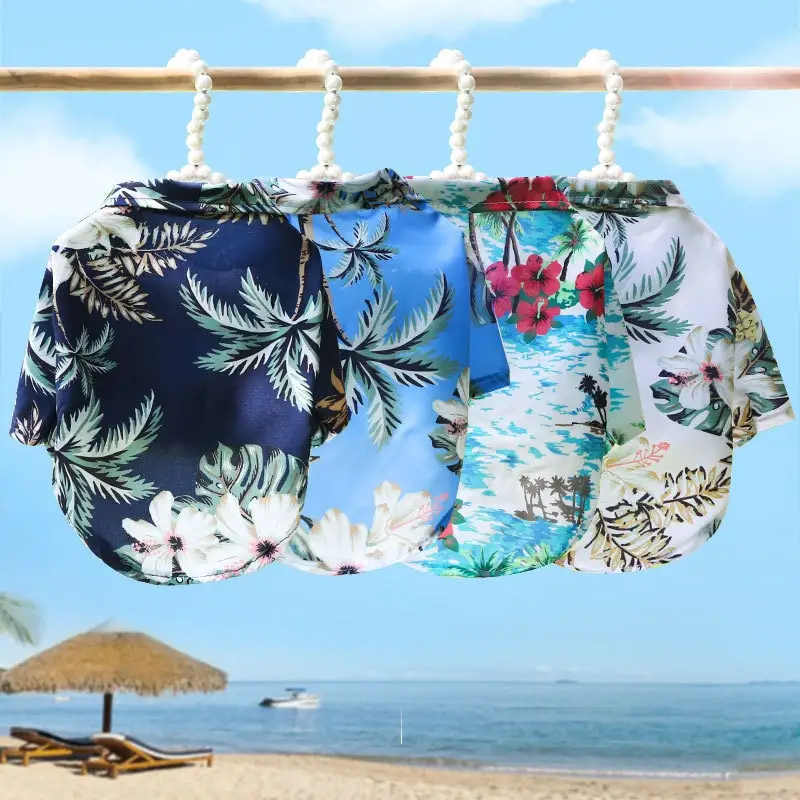 Camisas geniales de verano para gatos para mascotas, ropa con estampado de playa hawaiana, camiseta Floral de viaje para vacaciones, disfraz de perro pequeño para cachorro de gatito