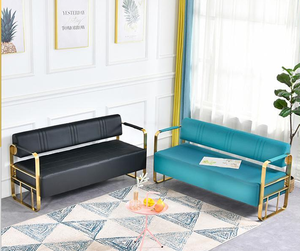Sofá de Espera Moderno y Lujoso Personalizado de Acero Inoxidable para Salón de Belleza, Banco Largo para Barbería, Sillas de Champú para Área de Espera - Product Image 2