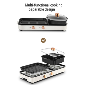 Olla Cuadrada 2 <span class=keywords><strong>en</strong></span> 1 de 1980W para Asar y Cocinar, de Aluminio Fundido a Presión, con Control Inteligente de Temperatura, Aislamiento Térmico, Olla Integrada para Shabu y BBQ - Product Image 2