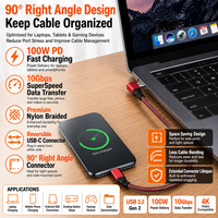 Kabel Pengisian Cepat LUNGKAY Custom OEM 100W USB C ke USB C, Kabel Tipe C Braided Sinkronisasi Data 10Gbps untuk MacBook, iPhone 15, iPad
