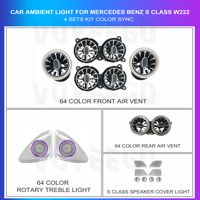 Voyeego Vente en gros d'usine Kit d'éclairage intérieur de voiture avec W222-4 étoile ambiante pour plafond en fibre Mercedes Classe S
