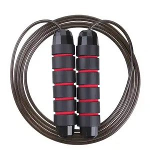 High Quality Weighted Handle Pvc Coated Steel 2.8m Wire Bearings Rapid Speed Jump Black Skipping Rope