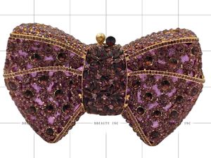 Sac de soirée vintage pour femme avec nœud floral et cristaux, pochette à strass étincelants, fermeture magnétique, chaîne détachable - Product Image 4