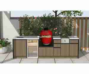 Cucina da Esterno Prefabbricata Dorene 2026 <span class=keywords><strong>con</strong></span> Mobili in Legno, Barbecue a Carbone e <span class=keywords><strong>Forno</strong></span> per Pizza Impermeabile - Product Image 6