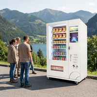 Máquina Expendedora Refrigerada de 48 Compartimentos para Snacks y Bebidas con Pago por Monedas, Billetes y Tarjeta de Crédito