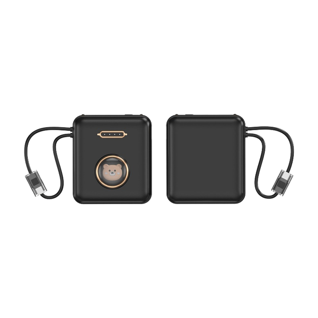 Hot Selling Portable Mini Cute Cartoon Built-in Dual Cable Power Bank 5000mAh/10000mAh Travel Phone Charger with LED Light