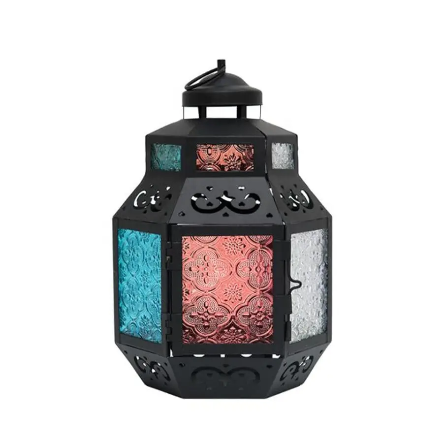 Glass Metal Moroccan Delight Garden Candle Holder Table/ Hanging Lantern Hotsale 