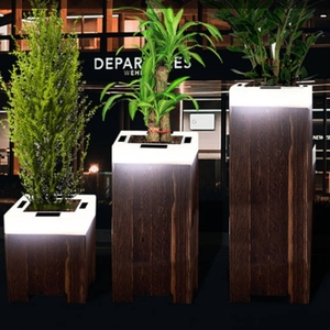 IP65 grand jardin extérieur LED pot de fleur solaire rougeoyant support en <span class=keywords><strong>bois</strong></span> Pe pot de plante en plastique pour une utilisation en extérieur pour les fleurs artificielles - Product Image 5