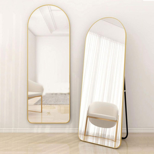 Miroir mural arqué moderne pleine longueur, cadre fin en aluminium noir, grand miroir sur pied pour projet hôtelier - Product Image 3