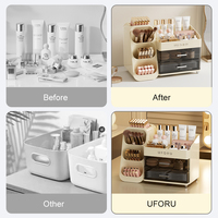 Boîte de rangement cosmétique grande capacité UFORU, organiseur de maquillage multicouche, matériau épaissi, style nordique, boîte de rangement pour soins de la peau de bureau