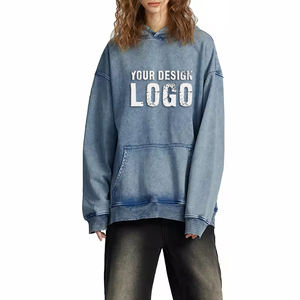 Sweat à capuche pour femme surdimensionné en coton lourd de 450 g, lavé, avec logo personnalisé, de haute qualité, ample, épaules tombantes, taille plus - Product Image 4