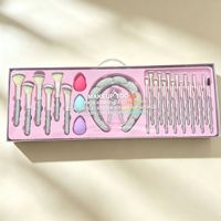 Ensemble de 26 pinceaux de maquillage, poils synthétiques doux, pinceaux pour le visage et les yeux, éponge de beauté, bandeau, kit d'outils cosmétiques tout-en-un