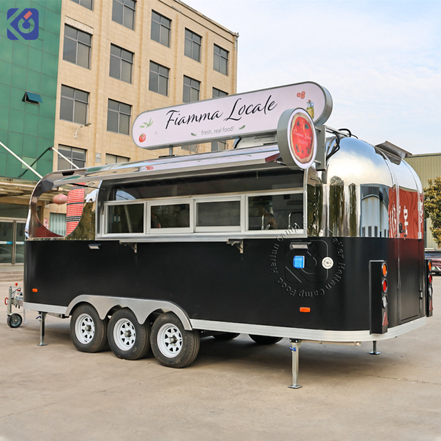 CAMPTRL Concession Food Trailer Mobile Kitchen Fully Equipped Stainless Steel Four Wheel Food Cart Catering Trailer Food Truck