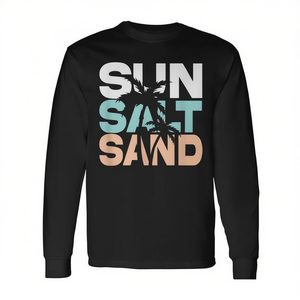 Camiseta Retro de Manga Larga con Diseño de Sol, Arena y Palmeras, Estilo Vacacional Colorido y Alegre, Camisetas Promocionales - Product Image 2