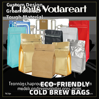 Sacs en papier PE laminés PLA, sacs à café écologiques |   Sacs d'emballage liquides pour café froid biodégradable 3x20+4 Taille 100