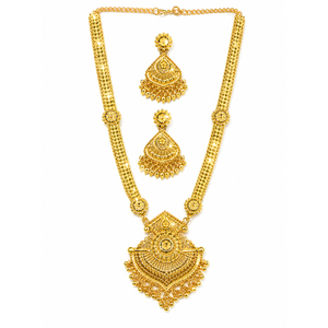 Ensemble d'accessoires de mode plaqué or City Girl avec collier long et boucles d'oreilles style antique pour femmes et filles - Product Image 1