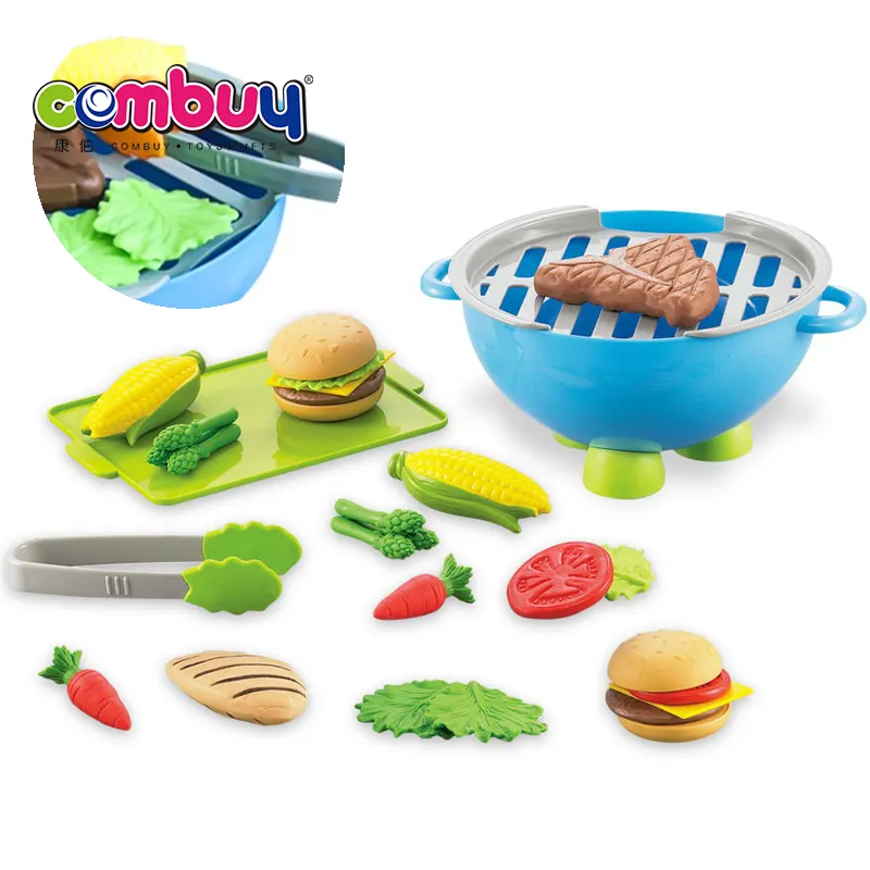 สินค้าใหม่ล่าสุดตลกPretend Play Partyอาหารยางนุ่มเครื่องครัวเด็กBbqชุดของเล่น