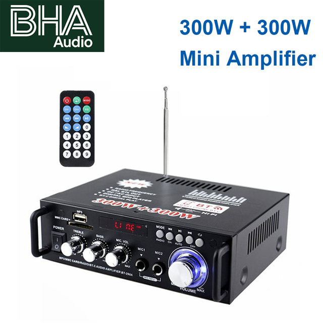 BHA AV-298BT Home Power Amplifier USB Flash Card 12V220VBT 300W*2 Channels  Home Mini Amplificador Audio Factory Wholesale Price
