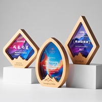 Trophée en bois et cristal haut de gamme pour récompense d'entreprise, réunion annuelle, reconnaissance des employés, souvenir