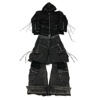 DiZNEW Ensemble de jeans pour homme, design jupe-pantalon hybride avec panneau superposable détachable pour une transformation de style instantanée, de fabricant de jeans