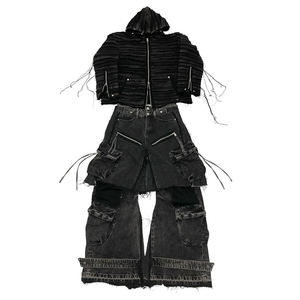 DiZNEW Design hybride jupe-pantalon Panneau superposé détachable Transformation instantanée du style Ensemble de jeans pour hommes Fabricant de jeans - Product Image 4