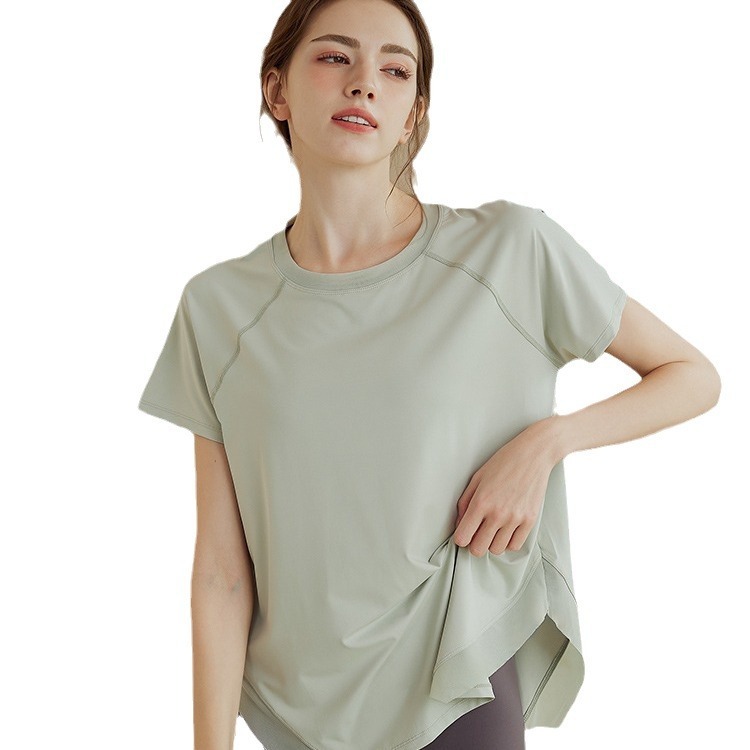 Camelei High-end Women's Yoga Top for Loose Slimming Sports Short-sleeved Breathable Mesh for Running Fitness