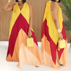 Vestidos de Verano Holgados sin Mangas con Cuello en V y Combinación de Colores para Mujer - Product Image 5