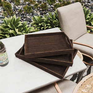 Plateaux de table basse en bois de style ferme personnalisés, plateau de petit-<span class=keywords><strong>d</strong></span>éjeuner <span class=keywords><strong>d</strong></span>écoratif, plateau de service en bois pour lit, canapé, pouf - Product Image 1