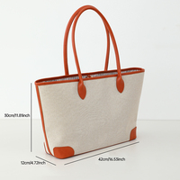 Sac fourre-tout spacieux en lin et PU, sac à bandoulière minimaliste pour femme avec boucle métallique, design durable pour toutes les saisons
