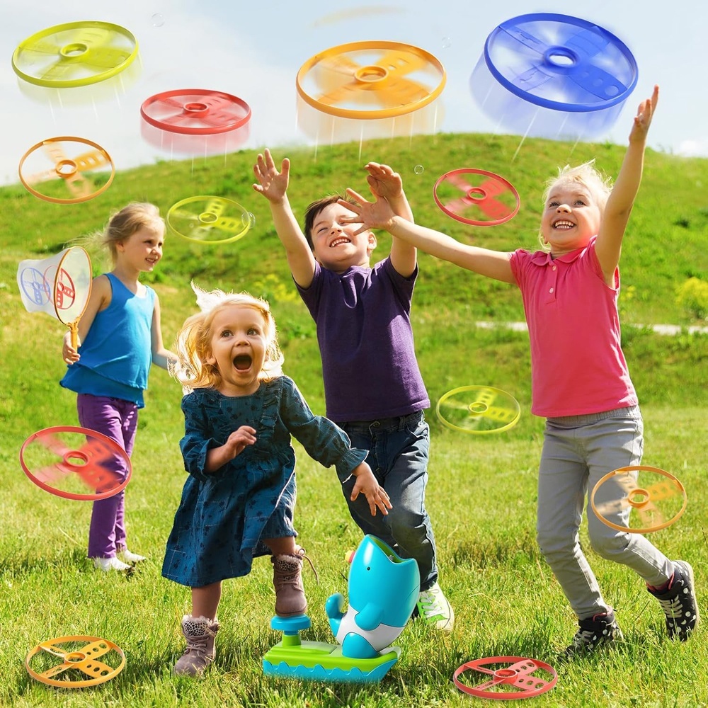 Jeu de lancement de disque volant baleine pour enfants, jeu d'extérieur et d 'intérieur, lanceur à pédale, soucoupe volante et jeu d'attrape pour enfants Jeu de lancement de disque volant baleine pour enfants, jeu d'extérieur et d 'intérieur, lanceur à pédale, soucoupe volante et jeu d'attrape pour enfants