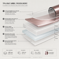 Film de protection métallisé TPU PPF Rose Poussiéreux Effet Baies Congelées Auto-Réparateur Garantie 5 Ans Emballage OEM Personnalisé 5x50ft
