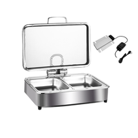 Chauffe-Plats Professionnel à Double Compartiment en Acier Inoxydable avec Bouton de Commande pour Buffet et Restauration Facile à Utiliser