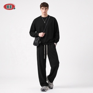 Felpa girocollo da uomo in cotone pesante personalizzata, oversize, lavata, tinta unita, pullover, streetwear di lusso discreto, OEM - Product Image 3