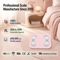 Báscula Digital Inteligente para Grasa Corporal, Rosada, con Vidrio Templado, Sensores Metálicos, Pantalla LED, Báscula Electrónica de Alta Precisión para Uso Personal