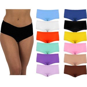 Braguitas tipo boyshort para mujer, cintura media, algodón, spandex, elásticas, transpirables, paquete multicolor - Product Image 1