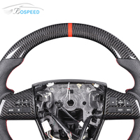 Volante de fibra de carbono para Mazda 3, parte superior a rayas, fondo plano