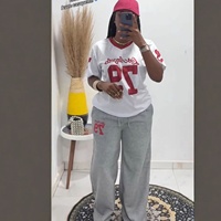 Ensemble de sport été 26 : T-shirt à manches courtes et pantalon long 79 Vêtements décontractés amples en polyester pour femmes grandes tailles, color block