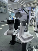 Unité de réfraction ophtalmique à trois instruments, fauteuil d'optométrie avec bras de phoroptère et table rotative pour optometriste