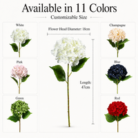 Bunga Hydrangea Sutra Buatan Multi Warna Real Touch yang Elegan untuk Dekorasi Pernikahan, Pesta, dan Rumah