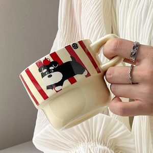 Factory Direct Sale Stackable Eco-friendly Food Safe <b>Ceramic</b> <b>Mug</b> Bulk Black White Dog Pattern Puppy Themed <b>Mug</b> Set Dishwasher - Product Image 5