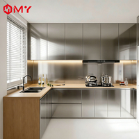 Pembuatan Kustom Meja Pulau Modular Dapur Berkualitas Tinggi Set Kabinet Dapur Modern Bahan Stainless Steel
