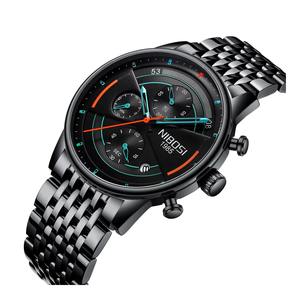 Drioshipping Montres-bracelets de sport à quartz de luxe pour hommes, décontractées, en acier inoxydable, étanches, avec affichage du calendrier, cadran en verre simple - Product Image 3