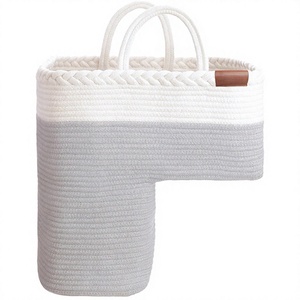 Modern Woven Cotton <b>Rope</b> <b>Storage</b> <b>Baskets</b> Set of 3 with Handles Eco-Friendly Foldable for Multi-Purpose Organization - Product Image 3