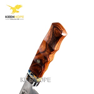 Keenhope handmade 7 lớp Damascus thép 6 inch Nhật Bản Nakiri 10cr15comov mạ thép Inlayed len đá sa mạc USA ironwood - Product Image 4