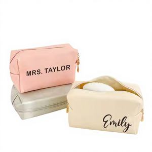 Custom Logo Cost-Effective Silk Screen Printed <b>Bridesmaid</b> <b>Gifts</b> Luxurious Toiletry Kits Makeup <b>Bag</b> PU Washable Travel Zipper - Product Image 1