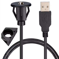 Câble d'extension USB 2.0 étanche avec connecteurs mâle-femelle, longueur 1m/2m, garantie 1 an, pour installations audio sur tableau de bord de voiture et marine