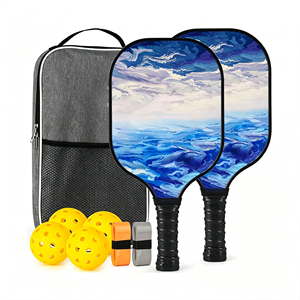Ensemble de raquettes de pickleball GQK, 4 balles, noyau en bois de peuplier nid d'abeille, léger, portable, sac en filet, poignée antidérapante, forme standard, tendance - Product Image 1