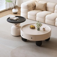 Table basse de style crème pour un salon minimaliste, petit appartement, table basse ronde moderne, simple et haut de gamme